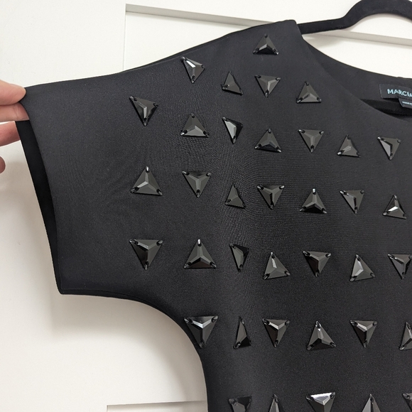 Marciano Black Beaded Scuba Style Short Sleeve Crop Top - Picture 6 of 12